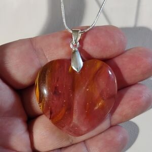Valentine Special Volcanic Cherry Quartz Heart Necklace